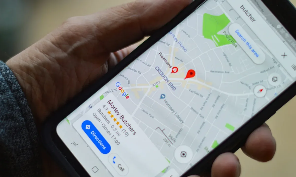 Google Maps displayed on a smartphone for local search planning