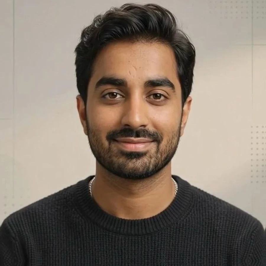 Studio portrait of Paras, the founder of Webbies