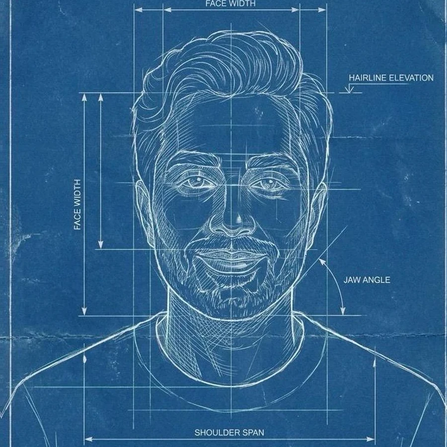 Blueprint portrait of Paras, the founder of Webbies