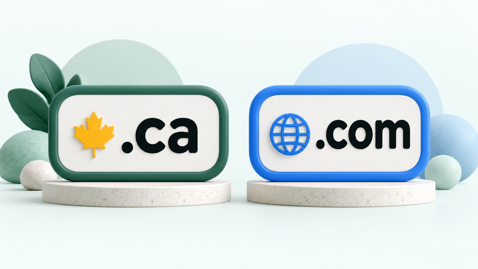 Illustration comparing .ca and .com domain names.